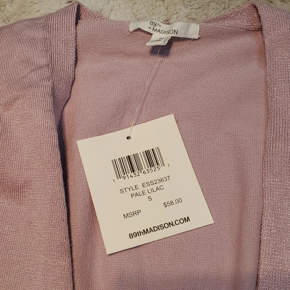 89th Madison Lilac Purple Open Front Tie Ballet Cardigan Size Small New With Tag - Picture 4 of 6